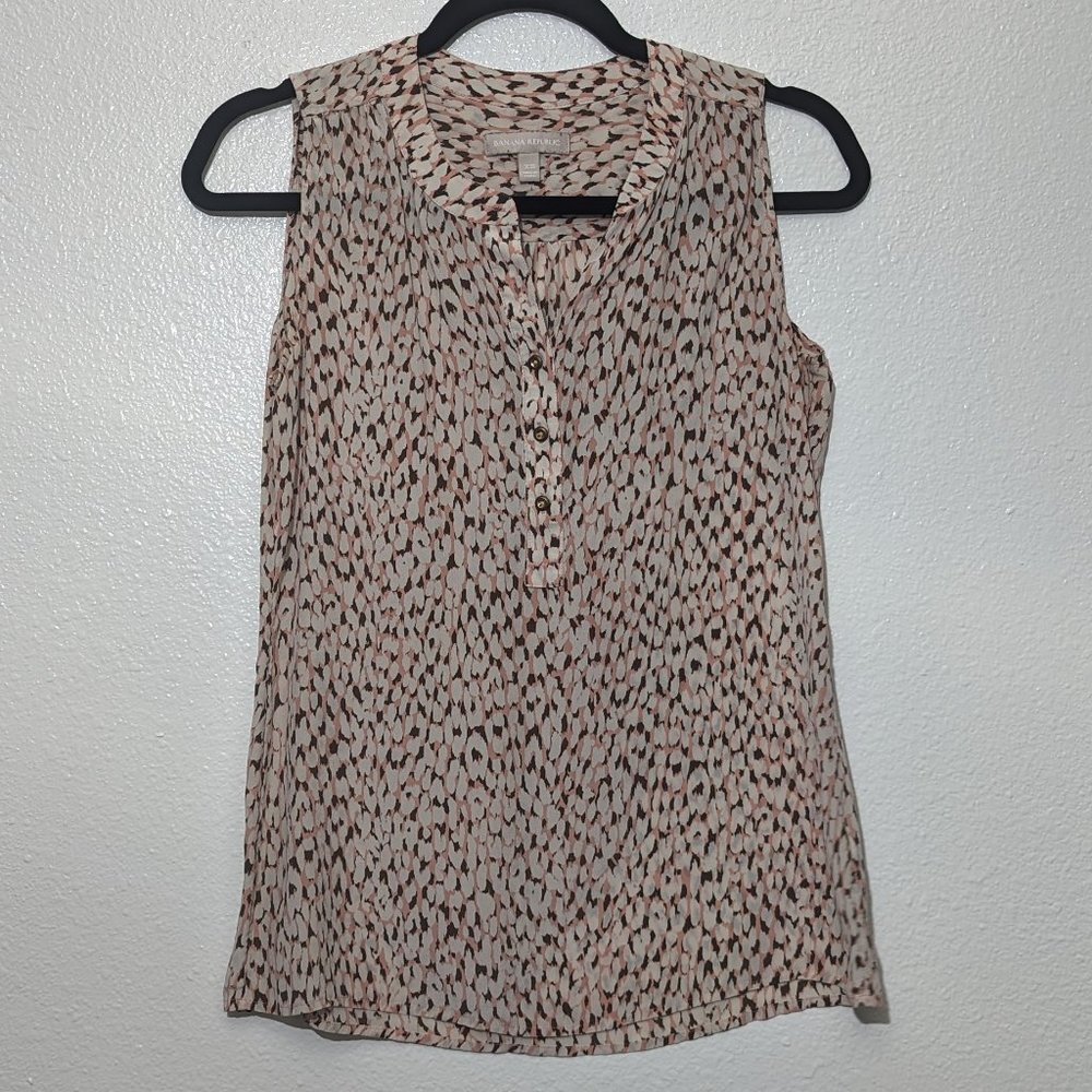 Banana Republic Woven Silk Animal Print Top